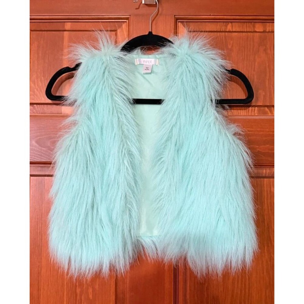 Girls Faux Fur Turquoise Vest